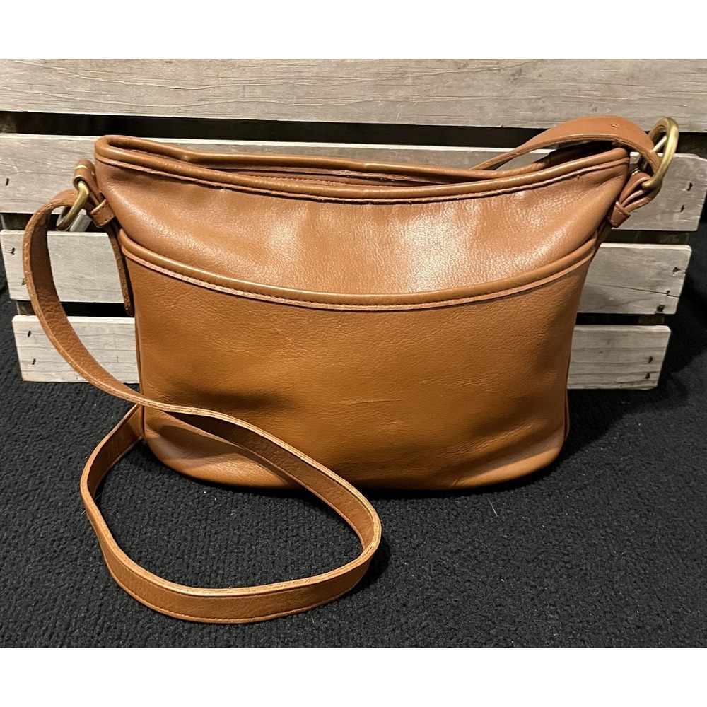 Vintage Coach Crossbody Bag 4143 Bristish Tan Leather Shoulder
Purse Zip Brass